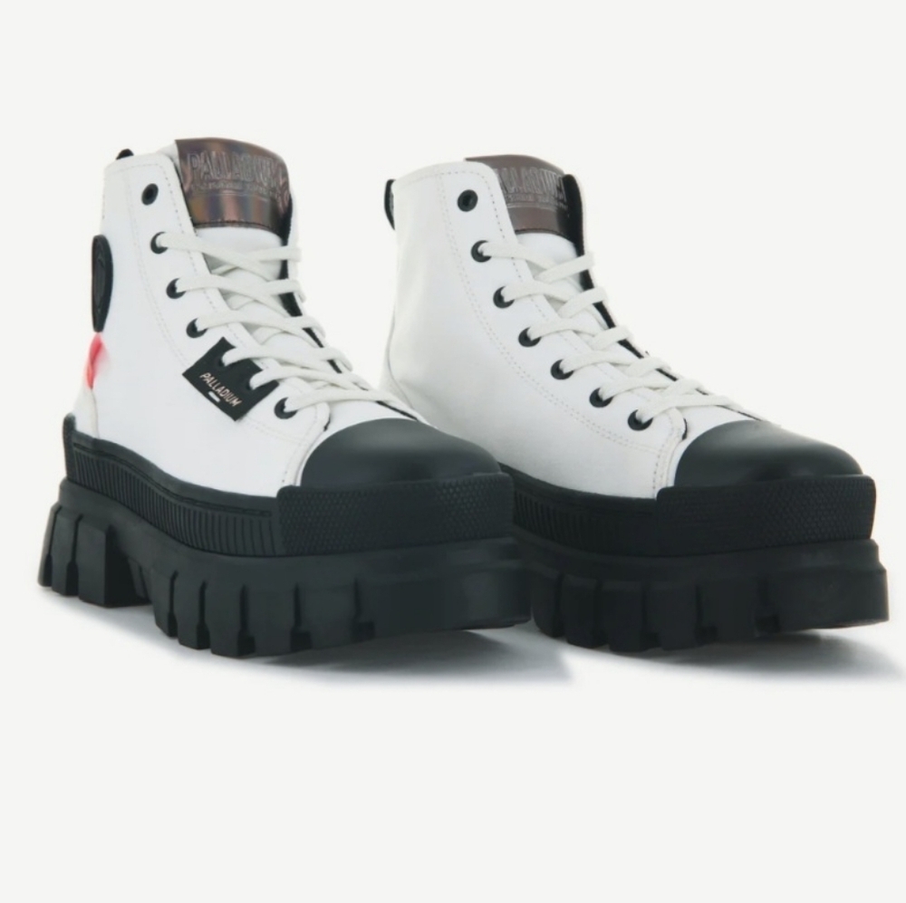Palladium SIZE 8.5 White and Black REVOLT Platform Sneakers, New In Box - Picture 6 of 8
